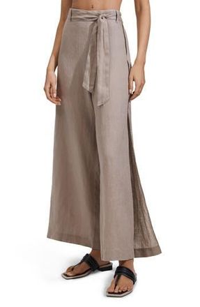 Reiss Harry Crop Tie Waist Wide Leg Cover-Up Pants in Taupe at Nordstrom Rack, Size 8