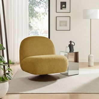 Furniturebox Tilda Fabric Accent Chair in Yellow