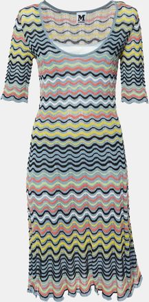M Missoni Grey/multicolor Wave Patterned Lurex Knit Dress