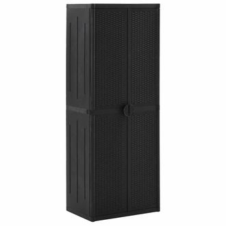vidaXL Armario De Almacenaje De Jard&iacute;n Rat&aacute;n Pp Negro 65x45x172 Cm Vidaxl