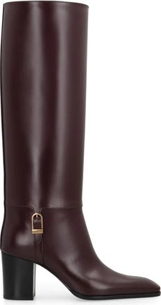 Saint Laurent Bordeaux Leren Enkellaarzen met Gesp - Dames - Laarzen met Hak - Rood - 39 EU - Leer - Schoenen