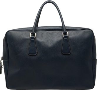 Prada Navy Leather Briefcase (Pre-Owned)