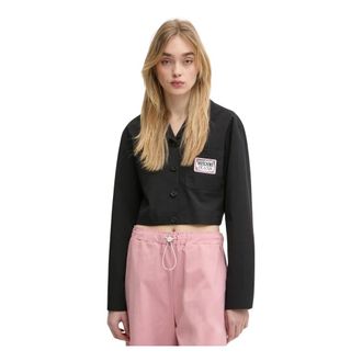 Moschino Overhemden, Dames, Zwart, S, Katoen, Appliqu&eacute; Shirt