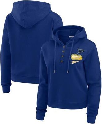 WEAR by Erin Andrews Womens WEAR by Erin Andrews Blue St. Louis Blues Waffle-Knit Pullover Hoodie at Nordstrom, Size X-Large