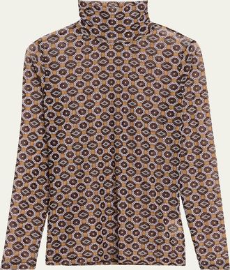 Dries Van Noten Hoyser Turtleneck Long-Sleeve Blouse