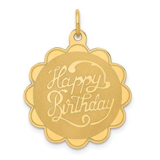 Diamond2Deal 14k Yellow Gold HAPPY BIRTHDAY Charm