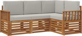 vidaXL Conjunto De Sof&aacute;s De Exterior 4 Uds. Gris Natural Y Claro Vidaxl