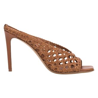 Guglielmo Rotta Heeled Mules, female, Brown, Size: 10 US Woven Heeled Mules