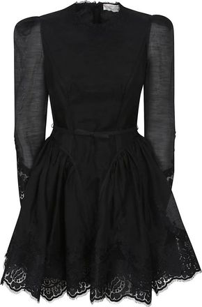 Zimmermann Kleedjes, Dames, Zwart, S, Linnen, Zwart Kant Jurk Aw 25