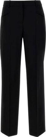 HUGO BOSS Broeken, Dames, Zwart, 2Xs, Wol, Zwarte wollen broek met grosgrain afwerking