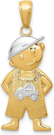 Diamond2Deal 10k Yellow Gold Rhodium Boy Hands in Pockets Pendant
