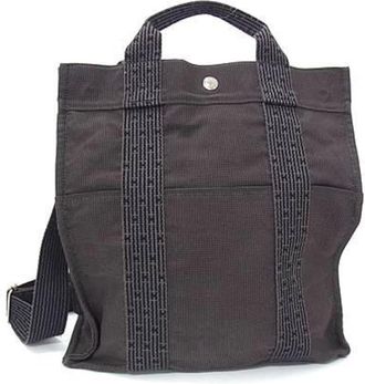 Herm&egrave;s Gray Canvas Backpack (Pre-Owned)
