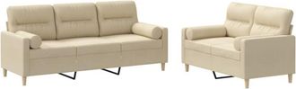vidaXL Juego De Sof&aacute;s Con Cojines 2 Piezas Tela Crema Vidaxl