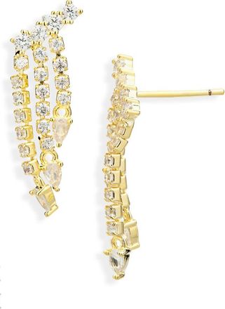 Nordstrom Rack Cubic Zirconia Dangle Crawler Earrings in Clear- Gold at Nordstrom Rack