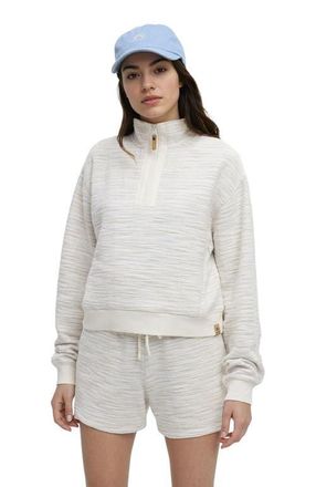 tentree Elkhorn 1/4 Zip in Cotton White Flash Stripe at Nordstrom, Size X-Large