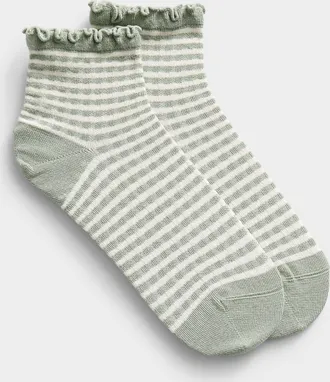 Simons Womens Wavy-trim gingham ankle socks