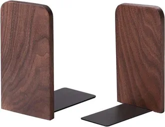 OEM Sujetalibros De Madera, Dise&ntilde;o Antideslizante, Robustos Y Duraderos, Pueden Sostener Libros Y Pel&iacute;culas (color Nogal Negro, 1 Par)