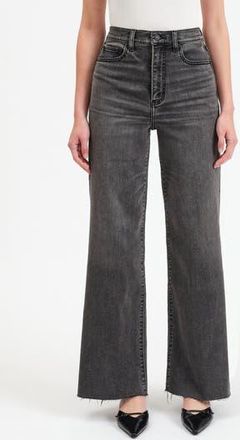 Daze Far Out Raw Hem High Waist Wide Leg Jeans in Milky Way at Nordstrom Rack, Size 31