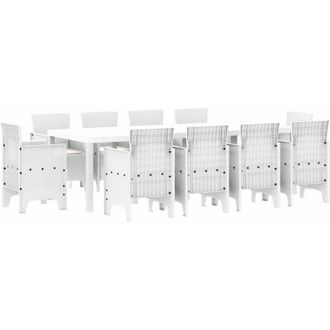 vidaXL Conjunto De Comedor De Jard&iacute;n 11 Pcs Blanco Ratan Polt Vidaxl