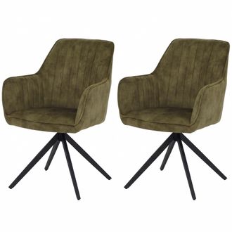 Hhg [nunca Usado] Juego De 2 Sillas De Comedor Hhg-139, Silla De Cocina Con Reposabrazos Giratorios Y Mecanismo De Retorno Autom&aacute;tico, Terciopelo De 440 G