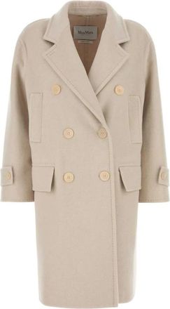 Max Mara Enkelrijige jassen - Dames - Mantel - Beige - S - Leer - Jassen
