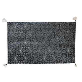 Foreside Home And Garden 2x3 Boho Black Abstract Floral Geometric Tassel Rug at Nordstrom, Size Medium
