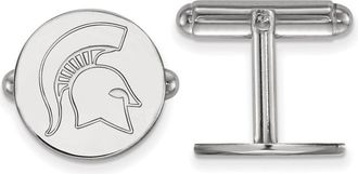 Diamond2Deal Sterling Silver Rhodium-plated Michigan State University Spartan Cuff Links