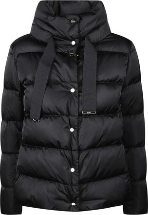Herno Stijlvolle Down Cape voor Vrouwen - Dames - Winterjassen - Zwart - S - Polyester - Jassen