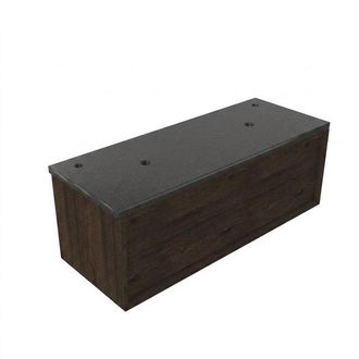 Saniclass Holz Frame Badkamermeubelset - 120x45x43cm - Noche basalten wastafelblad gepolijst (zwart) - 2 kraangaten - 1 lade - mat eiken charcoal (hout)