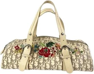 Dior Pre-owned Diorissimo Embroidered Bowler Bag - - Pre-owned - Donna - Beige - ONE SIZE