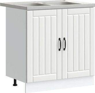 vidaXL Sink Base Cabinet with Door Lucca 2 pcs White Engineered Wood vidaXL