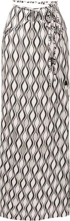 Amir Slama tie-fastening wave-print maxi skirt - women - Viscose/Linen/Flax - GG - White