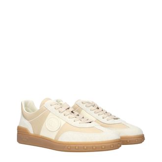 Valentino Garavani Low-Top Mixed Material Sneaker - Beige