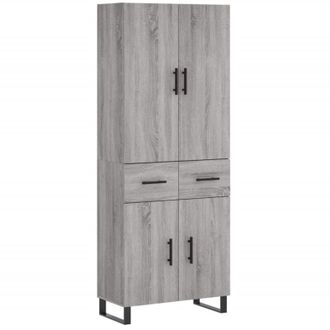 vidaXL Highboard Grey Sonoma 69.5x34x180 cm Engineered Wood Vidaxl