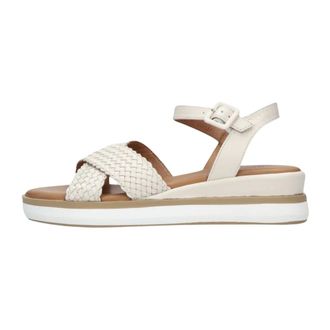 Inuovo Inuovo, Schoenen, Dames, Beige, 40 EU, Leer, Beige Leren Sandalen met Kruisbanden