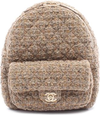 Chanel 2019 CC Tweed Front Pocket backpack - Marrone
