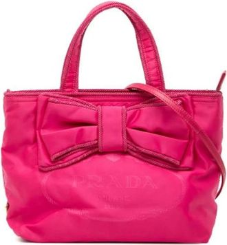 Prada Pre-owned Handbags, female, Pink, Size: ONE SIZE Pre-owned Vintage Nylon Handbag