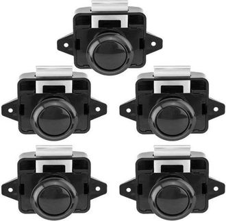 OEM Juego De 5 Cerraduras De Bot&oacute;n Pulsador, Cerradura Para Puerta, Cerraduras, Cerradura De Bot&oacute;n Pulsador Para Muebles, Negro, Pl&aacute;stico
