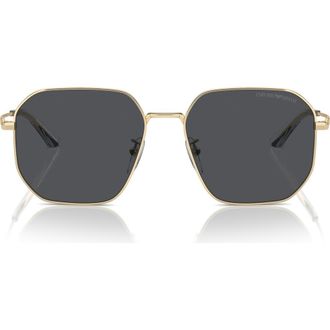 Emporio Armani 57mm Pilot Sunglasses in Shiny Pale Gold /Dark Grey at Nordstrom