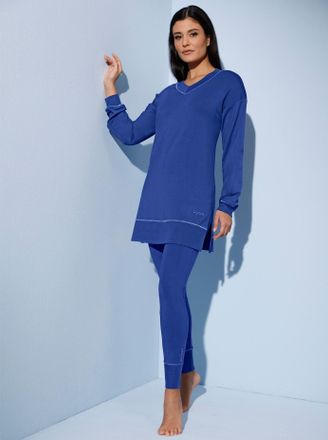Feel Good Hausanzug FEEL GOOD, Damen, Gr. 36/38, blau (royalblau), 62% Viskose, 33% Modal, 5% Elasthan, Homewear-Sets Hausanzug