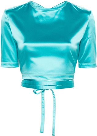 Patou open-back satin top - women - Lyocell/Acetate/Polyamide - 40 - Blue