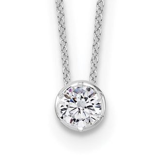 Diamond2Deal 14k White Gold 1/2 Ct Lab Grown Diamond Solitaire Slide Necklace 18 Clarity VS, Color D-E