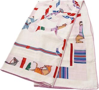 Herm&egrave;s 2000-2025 Eperon d Or et Tenues de Jour Cashmere Silk Shawl 140 scarves - Marrone