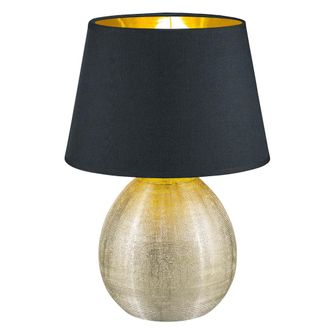 Reality Reality Leuchten - L&aacute;mpara Base Cer&aacute;mica Dorada Grande Luxor Negra Pantalla &Oslash;24 Cm Trio Lighting