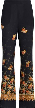 Etro silk paisley-print straight trousers - women - Silk - 46 - Black