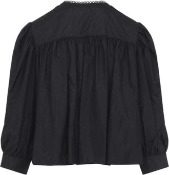 Chlo&eacute; Womens Blouse &Agrave; D&eacute;tails Fronc&eacute;s Black Shirt
