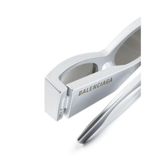 Balenciaga 751474 Mirrored D-Frame Sunglasses - Silver