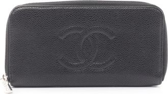 Chanel Black Leather Long Wallet (Bi-Fold) (Pre-Owned)