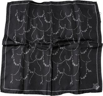 Dolce & Gabbana Mens Black Patterned Silk Handkerchief Scarf