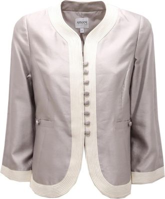 Armani Vintage effect zijde/katoenen jas - Dames - Zomerjassen - Grijs - L - Katoen - Jassen